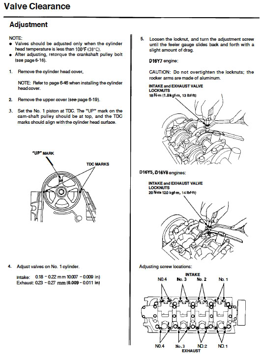 2003 honda civic valve adjustment specs